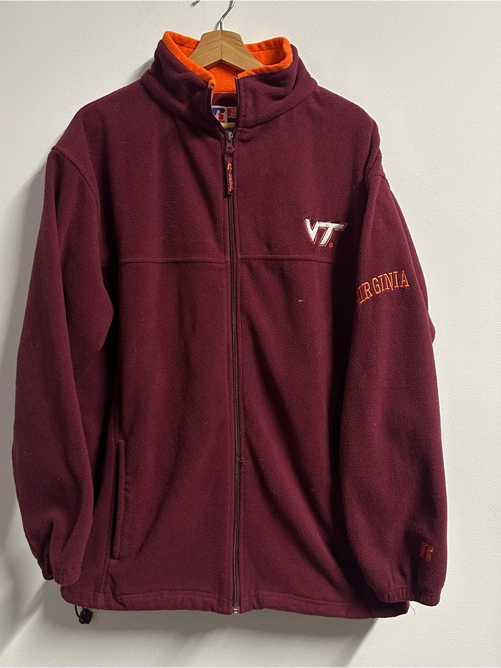 VT Virginia Tech Hokies Fleece Jacket Russell Athletic Large